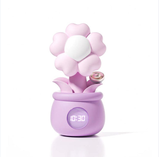 Flower Pot Pleasure Set — AI Interactive G-spot Vibrator, Clit & Nipple Sucker with Night Light & Alarm Clock