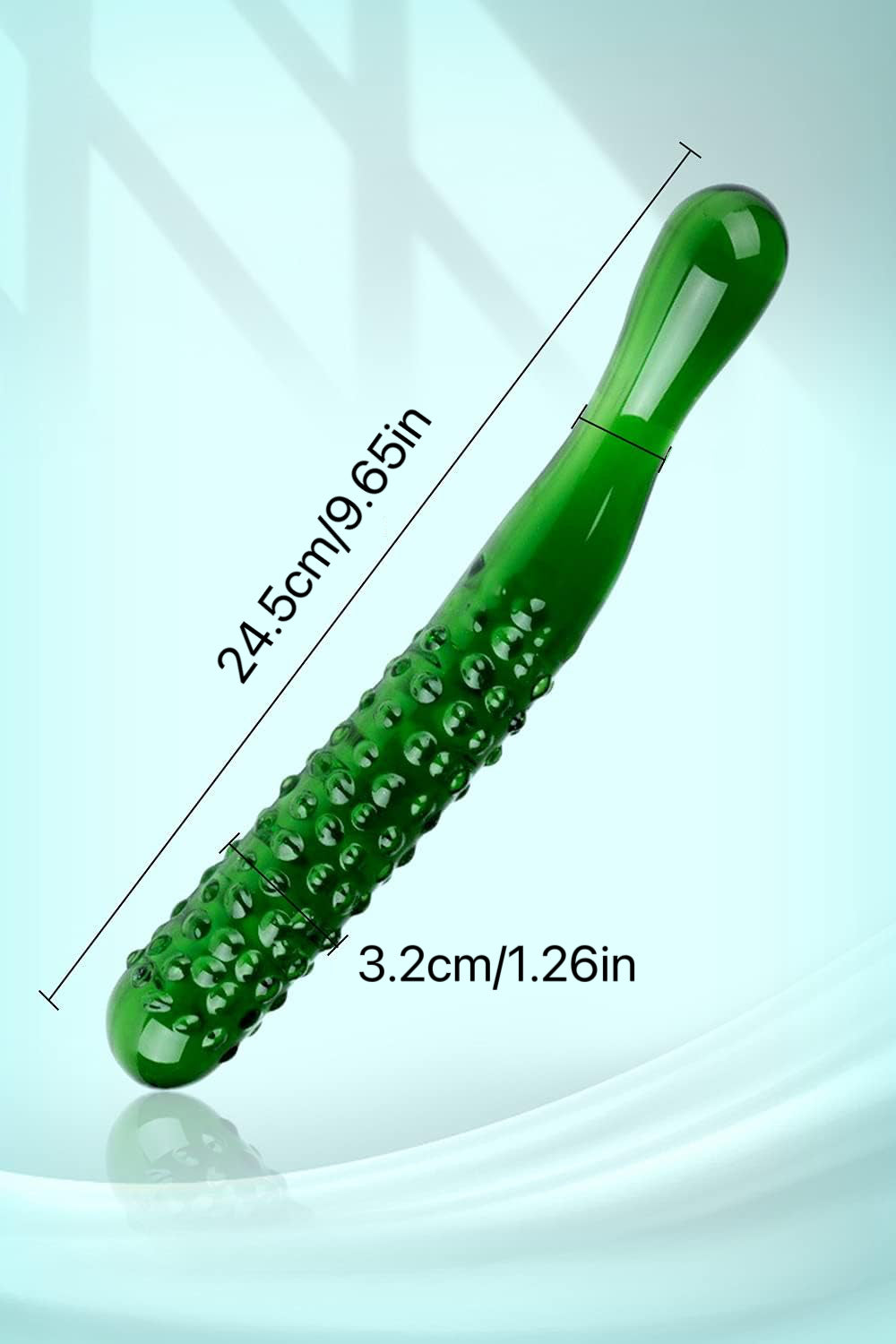 Caressing Cucumber 9.65" Textured Glass Dildo