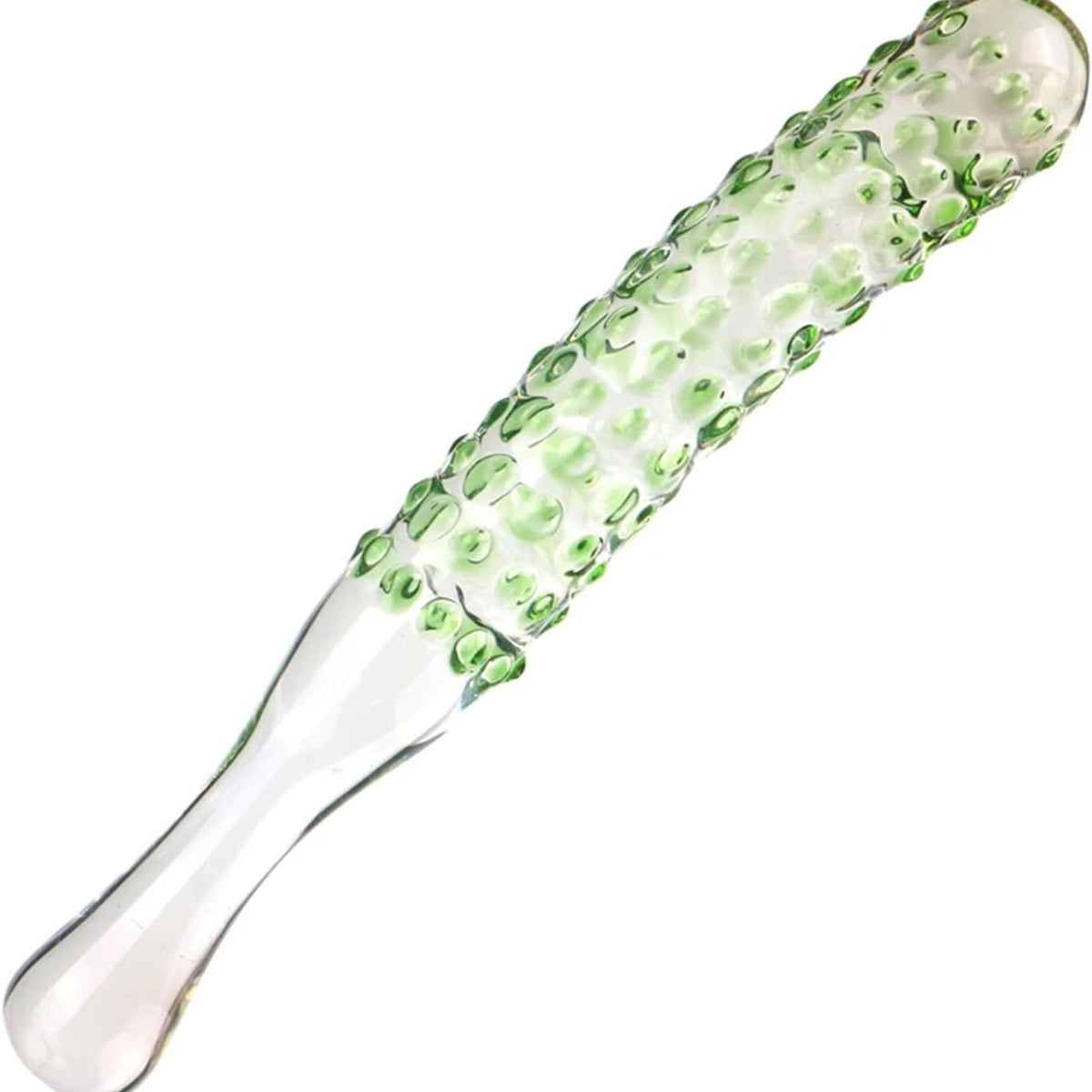 Caressing Cucumber 9.65" Textured Glass Dildo