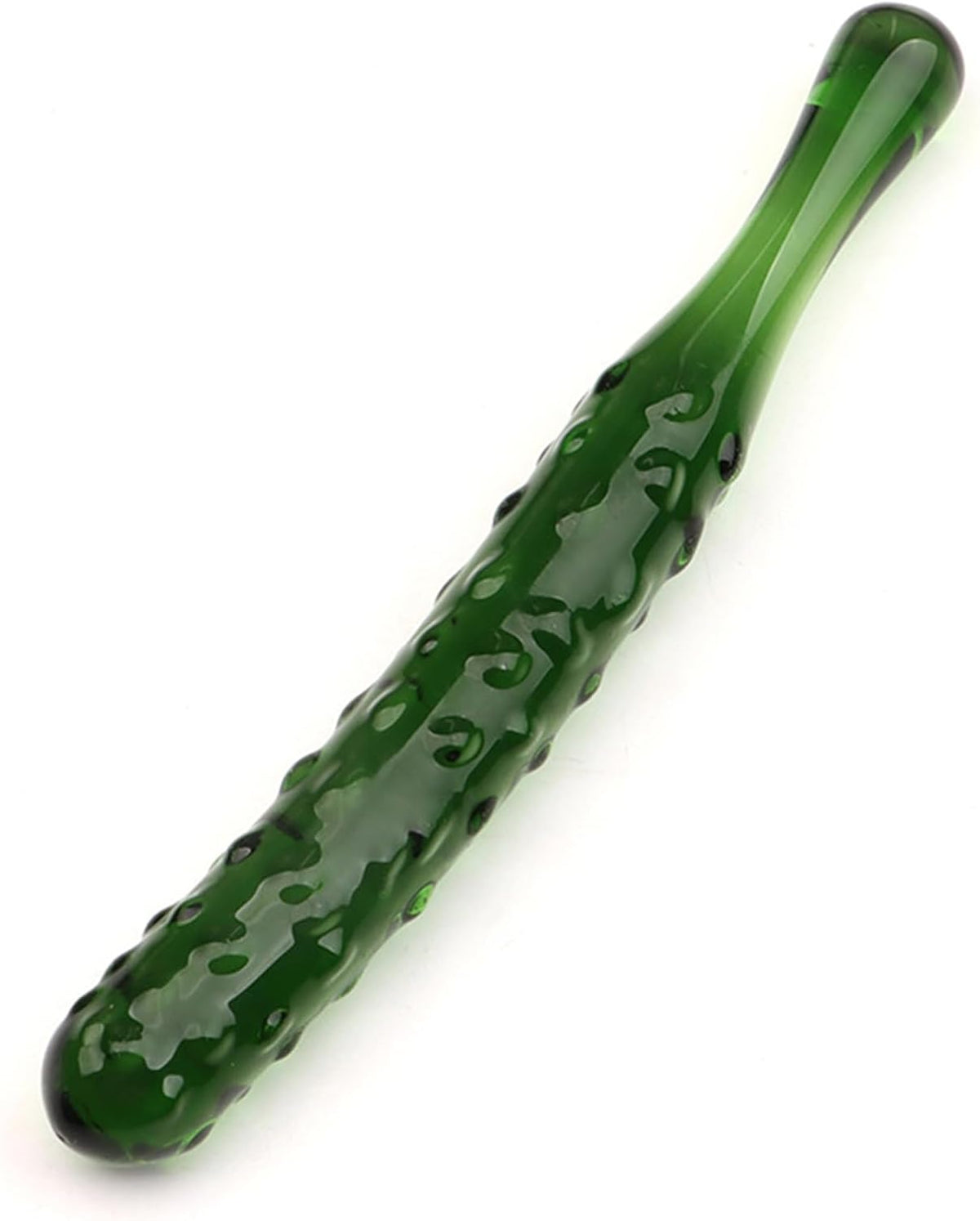 Caressing Cucumber 9.65" Textured Glass Dildo