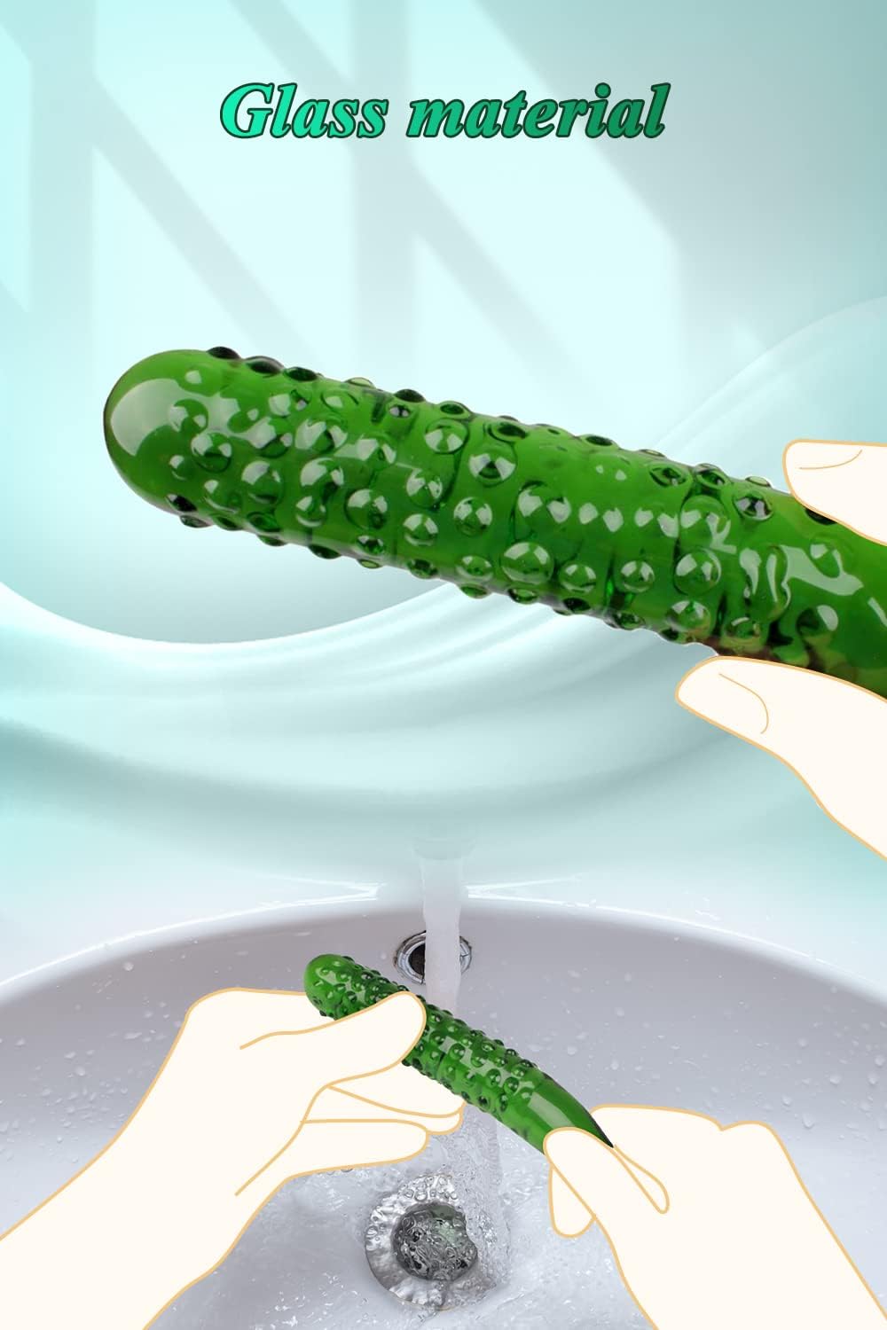 Caressing Cucumber 9.65" Textured Glass Dildo