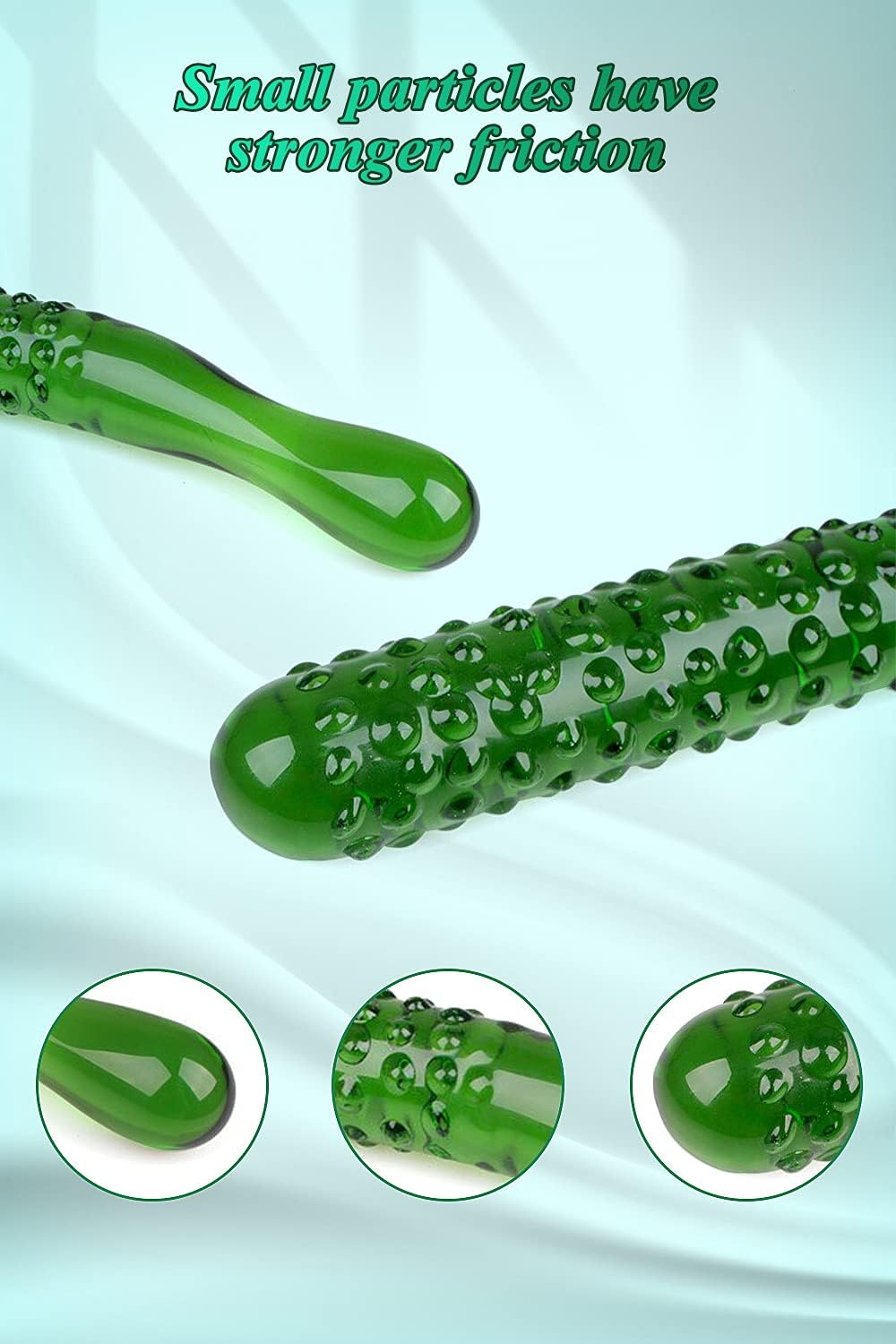 Caressing Cucumber 9.65" Textured Glass Dildo