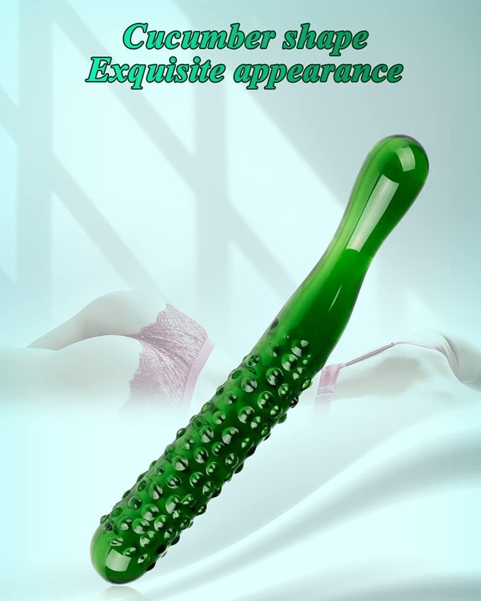 Caressing Cucumber 9.65" Textured Glass Dildo