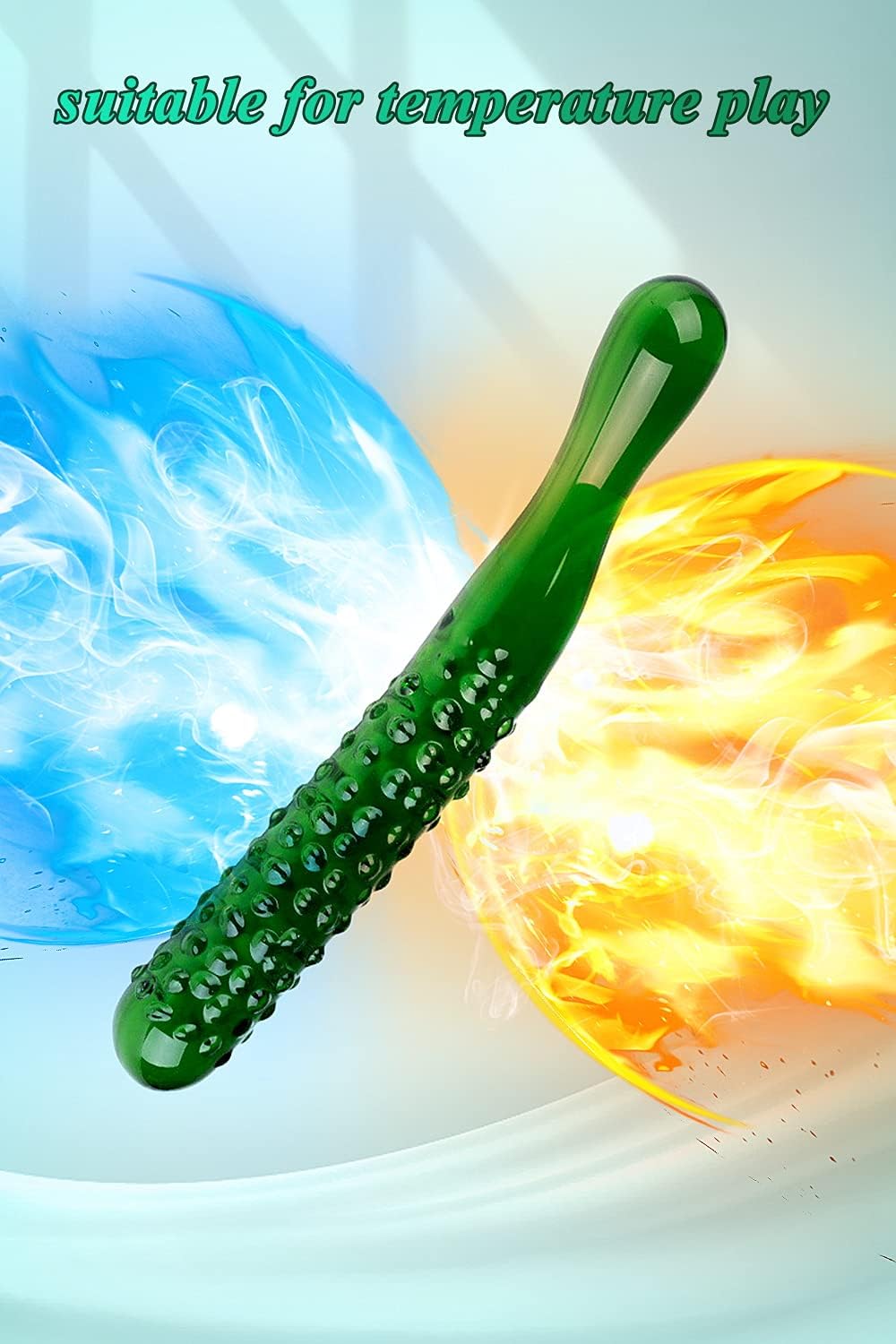 Caressing Cucumber 9.65" Textured Glass Dildo